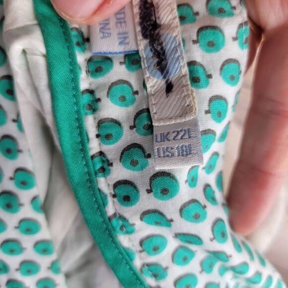 Boden Green White Abstract Hidden Zipper Lined Midi Skirt Size 22 Long - Picture 8 of 9